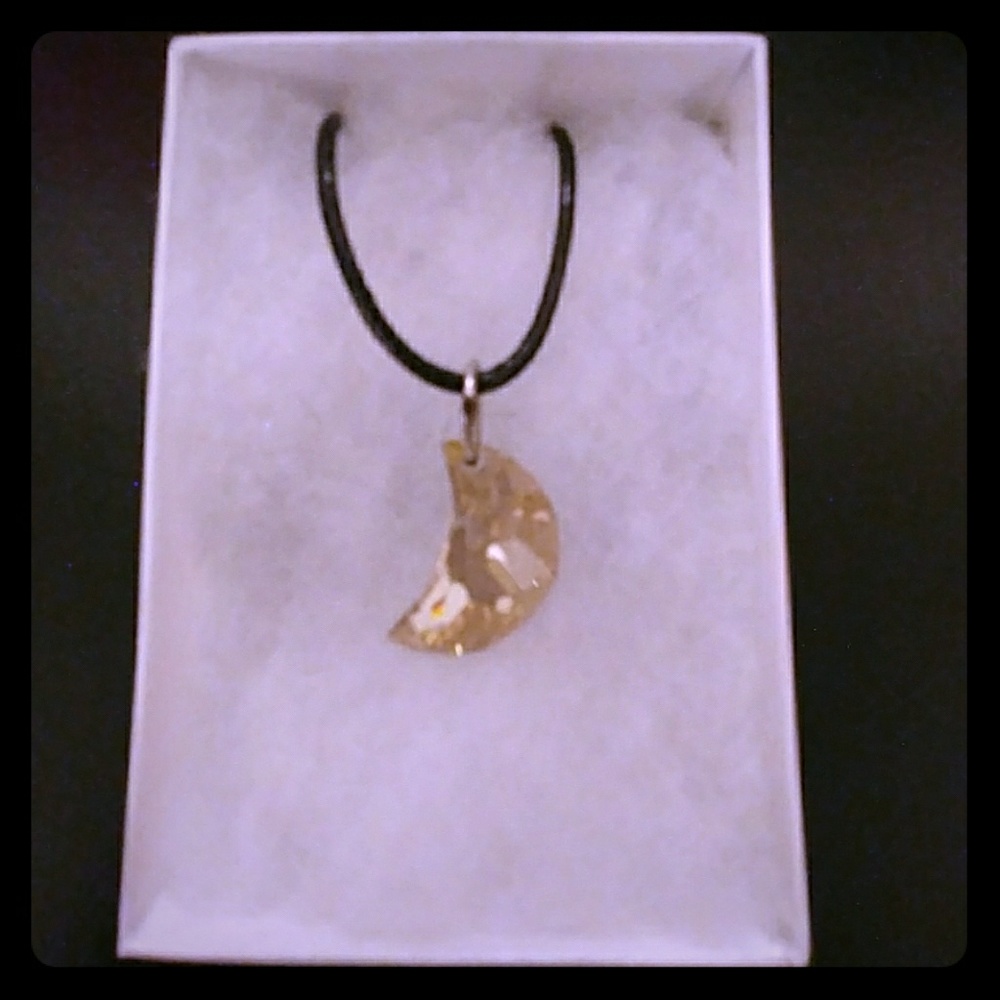 Golden Topaz Crystal Moon Necklace